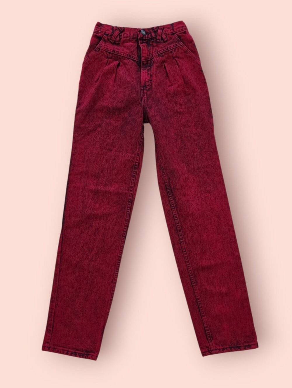 Rare Vintage 80s Wrangler Bareback Red Acid Wash Jeans
